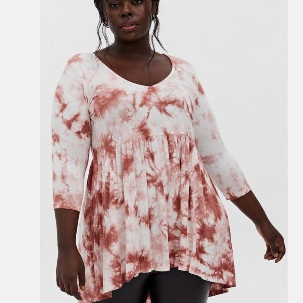 Torrid Super Soft Scoop Neck Long Sleeve Babydoll Tunic Top Size 1